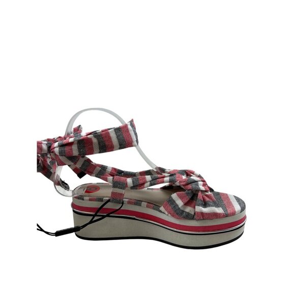 Zara Women's Sandals Lace Up Strappy Stripe Wrap Ankle Platform Size 6 EU 36 - Picture 10 of 11